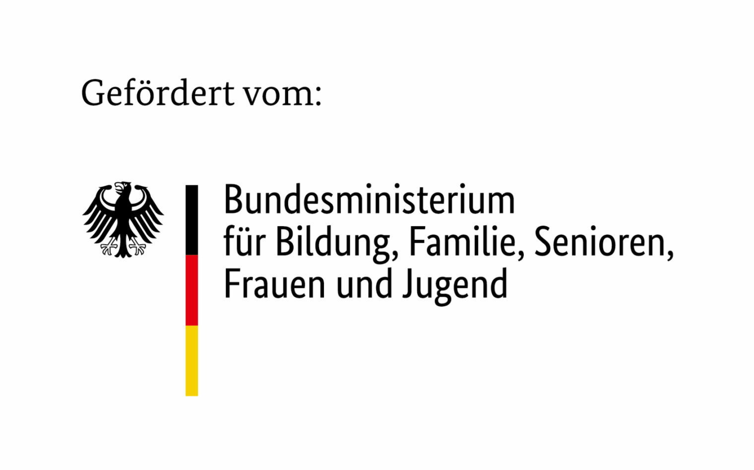 Logo des Bundesministeriums für Bildung, Familie, Senioren, Frauen und Jugend mit Bundesadler und Aufschrift 'Gefördert vom:'.
