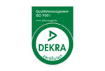 DEKRA Zertifikat ISO 9001 DEKRA-Siegel mit Hinweis auf zertifiziertes Qualitätsmanagement nach ISO 9001.