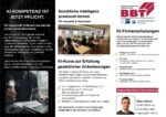 Flyer der BBT Tuttlingen zu KI-Kompetenzschulungen für Industrie und Handwerk, mit Kursübersicht und Kontaktdaten für Firmenschulungen.