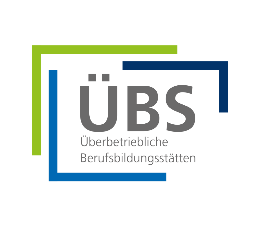 Logo der Überbetrieblichen Berufsbildungsstätten (ÜBS) in Grün, Blau und Grau.